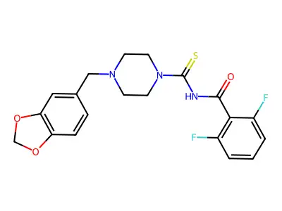 N-[4-(1,3-benzodioxol-5-ylmethyl)piperazine-1-carbothioyl]-2,6-difluorobenzamide structure