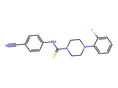 N-(4-cyanophenyl)-4-(2-fluorophenyl)piperazine-1-carbothioamide structure