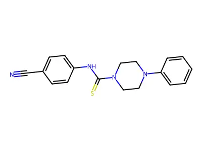 N-(4-cyanophenyl)-4-phenylpiperazine-1-carbothioamide structure