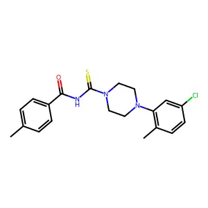 N-[4-(5-chloro-2-methylphenyl)piperazine-1-carbothioyl]-4-methylbenzamide structure
