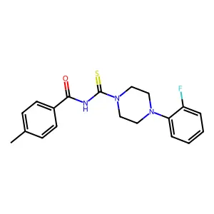 N-[4-(2-fluorophenyl)piperazine-1-carbothioyl]-4-methylbenzamide structure
