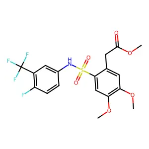 methyl 2-(2-{[4-fluoro-3-(trifluoromethyl)phenyl]sulfamoyl}-4,5-dimethoxyphenyl)acetate structure