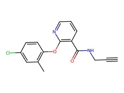2-(4-chloro-2-methylphenoxy)-N-prop-2-ynylpyridine-3-carboxamide structure