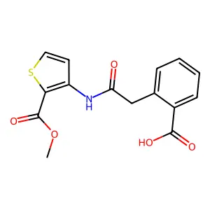 2-({[2-(Methoxycarbonyl)thiophen-3-yl]carbamoyl}methyl)benzoic acid structure