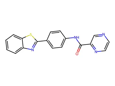 N-[4-(1,3-benzothiazol-2-yl)phenyl]pyrazine-2-carboxamide structure