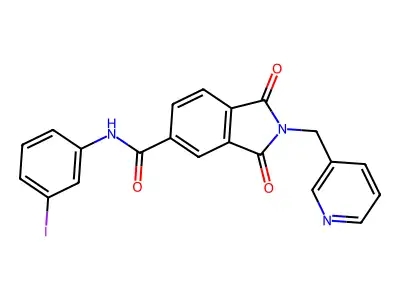 N-(3-iodophenyl)-1,3-dioxo-2-(pyridin-3-ylmethyl)isoindole-5-carboxamide structure