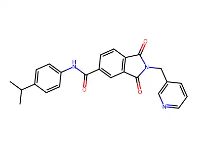 1,3-dioxo-N-(4-propan-2-ylphenyl)-2-(pyridin-3-ylmethyl)isoindole-5-carboxamide structure