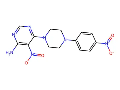 5-Nitro-6-[4-(4-nitrophenyl)piperazin-1-yl]pyrimidin-4-amine structure