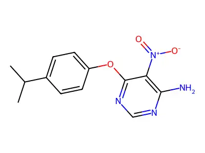 6-(4-Isopropylphenoxy)-5-nitropyrimidin-4-amine structure