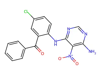 (2-((6-Amino-5-nitropyrimidin-4-yl)amino)-5-chlorophenyl)(phenyl)methanone structure