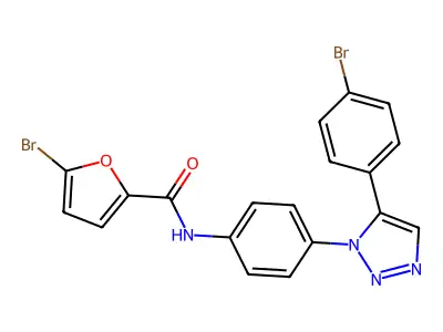 5-bromo-N-[4-[5-(4-bromophenyl)triazol-1-yl]phenyl]furan-2-carboxamide structure