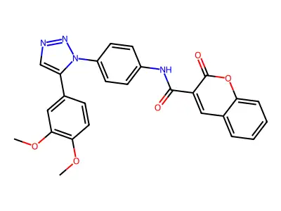 N-[4-[5-(3,4-dimethoxyphenyl)triazol-1-yl]phenyl]-2-oxochromene-3-carboxamide structure