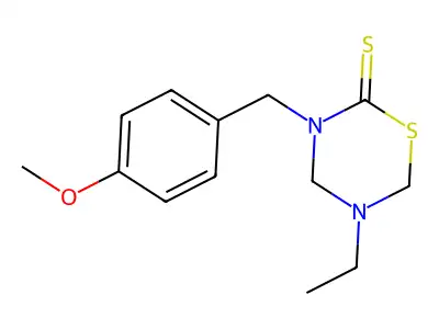 5-Ethyl-3-(4-methoxybenzyl)-1,3,5-thiadiazinane-2-thione structure