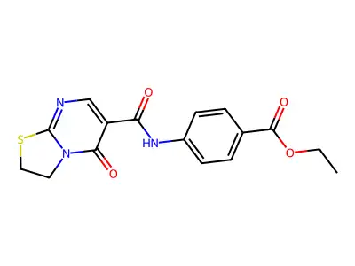 ethyl 4-(5-oxo-3,5-dihydro-2H-thiazolo[3,2-a]pyrimidine-6-carboxamido)benzoate structure