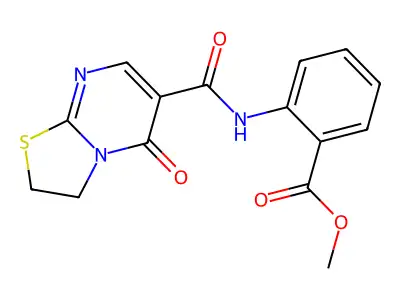 methyl 2-(5-oxo-3,5-dihydro-2H-thiazolo[3,2-a]pyrimidine-6-carboxamido)benzoate structure