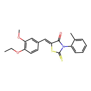 5-[(4-ethoxy-3-methoxyphenyl)methylene]-3-(2-methylphenyl)-2-thioxo-1,3-thiazo lidin-4-one structure