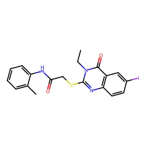 2-(3-ethyl-6-iodo-4-oxoquinazolin-2-yl)sulfanyl-N-(2-methylphenyl)acetamide structure