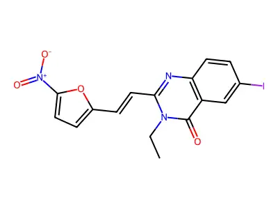 3-ethyl-6-iodo-2-[(E)-2-(5-nitrofuran-2-yl)ethenyl]quinazolin-4-one structure