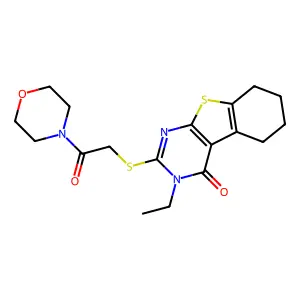 3-ethyl-2-(2-morpholin-4-yl-2-oxoethyl)sulfanyl-5,6,7,8-tetrahydro-[1]benzothiolo[2,3-d]pyrimidin-4-one structure