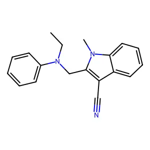 2-[(N-ethylanilino)methyl]-1-methylindole-3-carbonitrile structure