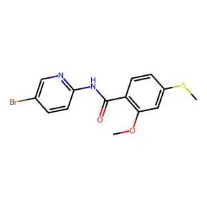 N-(5-bromopyridin-2-yl)-2-methoxy-4-methylsulfanylbenzamide structure