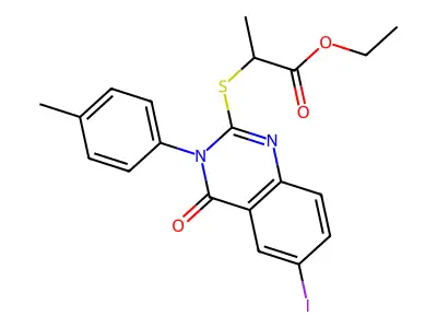 Ethyl 2-[6-iodo-3-(4-methylphenyl)-4-oxoquinazolin-2-yl]sulfanylpropanoate structure