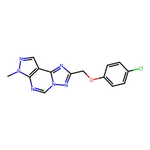 2-((4-chlorophenoxy)methyl)-7-methyl-7H-pyrazolo[4,3-e][1,2,4]triazolo[1,5-c]pyrimidine structure