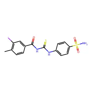 3-iodo-4-methyl-N-((4-sulfamoylphenyl)carbamothioyl)benzamide structure