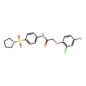 2-(4-bromo-2-chlorophenoxy)-N-(4-pyrrolidin-1-ylsulfonylphenyl)acetamide structure