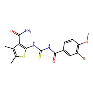 2-({[(3-bromo-4-methoxybenzoyl)amino]carbonothioyl}amino)-4,5-dimethyl-3-thiophenecarboxamide structure