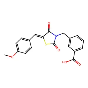 3-{[5-(4-Methoxybenzylidene)-2,4-dioxo-1,3-thiazolidin-3-yl]methyl}benzoic acid structure