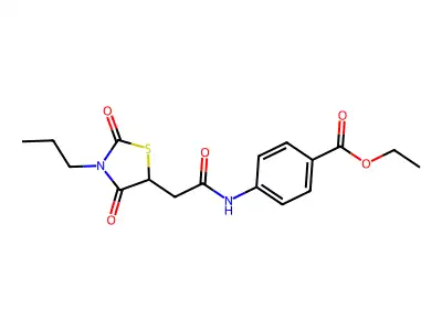Ethyl 4-{[(2,4-dioxo-3-propyl-1,3-thiazolidin-5-yl)acetyl]amino}benzoate structure