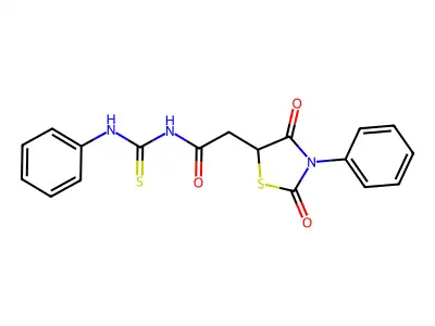 2-(2,4-dioxo-3-phenyl-1,3-thiazolidin-5-yl)-N-(phenylcarbamothioyl)acetamide structure