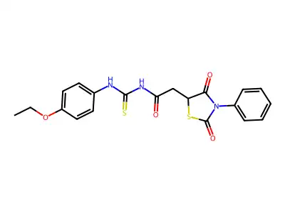 2-(2,4-dioxo-3-phenyl-1,3-thiazolidin-5-yl)-N-[(4-ethoxyphenyl)carbamothioyl]acetamide structure