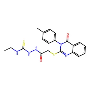 N-ethyl-2-({[3-(4-methylphenyl)-4-oxo-3,4-dihydroquinazolin-2-yl]sulfanyl}acetyl)hydrazinecarbothioamide structure