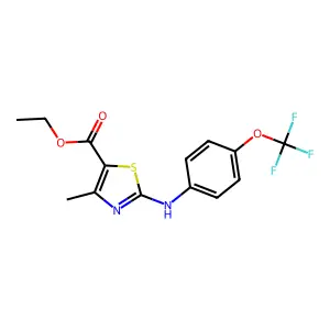 Ethyl 5-methyl-3-((4-(trifluoromethoxy)phenyl)amino)-2,4-thiazolecarboxylate structure