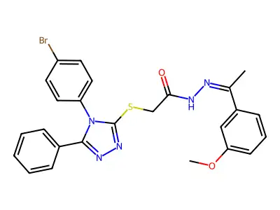 2-[[4-(4-Bromophenyl)-5-phenyl-4H-1,2,4-triazol-3-yl]thio]acetic acid 2-[1-(3-methoxyphenyl)ethylidene]hydrazide structure
