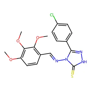 5-(4-chlorophenyl)-4-[(2,3,4-trimethoxybenzylidene)amino]-4H-1,2,4-triazole-3-thiol structure
