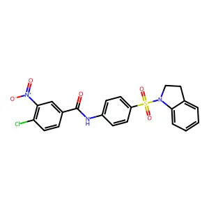 4-chloro-N-[4-(2,3-dihydro-1H-indol-1-ylsulfonyl)phenyl]-3-nitrobenzamide structure