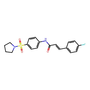 (2E)-3-(4-fluorophenyl)-N-[4-(pyrrolidin-1-ylsulfonyl)phenyl]prop-2-enamide structure