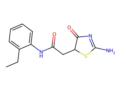 N-(2-ethylphenyl)-2-(2-imino-4-oxo-1,3-thiazolidin-5-yl)acetamide structure