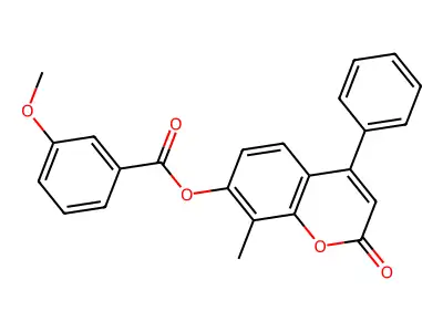8-methyl-2-oxo-4-phenyl-2H-chromen-7-yl 3-methoxybenzoate structure