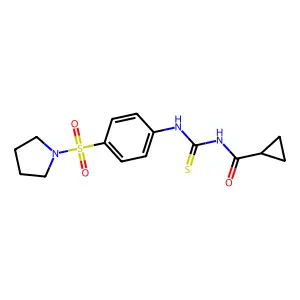 N-({[4-(1-pyrrolidinylsulfonyl)phenyl]amino}carbonothioyl)cyclopropanecarboxamide structure