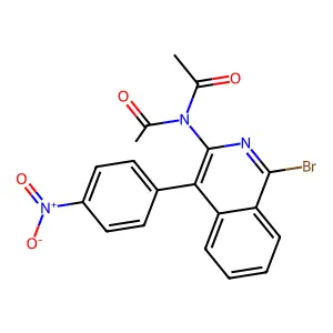 N-acetyl-N-[1-bromo-4-(4-nitrophenyl)isoquinolin-3-yl]acetamide structure