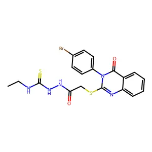 2-({[3-(4-bromophenyl)-4-oxo-3,4-dihydroquinazolin-2-yl]sulfanyl}acetyl)-N-ethylhydrazinecarbothioamide structure