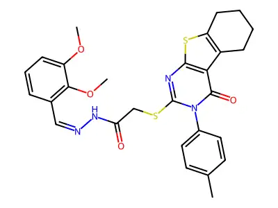 (E)-N'-(2,3-dimethoxybenzylidene)-2-((4-oxo-3-(p-tolyl)-3,4,5,6,7,8-hexahydrobenzo[4,5]thieno[2,3-d]pyrimidin-2-yl)thio)acetohydrazide structure