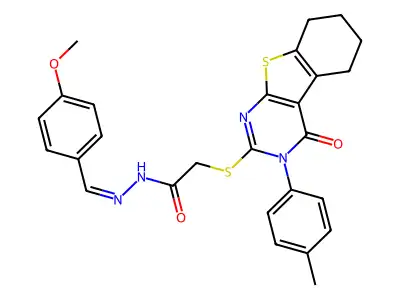 (E)-N'-(4-methoxybenzylidene)-2-((4-oxo-3-(p-tolyl)-3,4,5,6,7,8-hexahydrobenzo[4,5]thieno[2,3-d]pyrimidin-2-yl)thio)acetohydrazide structure