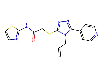 2-[(4-prop-2-enyl-5-pyridin-4-yl-1,2,4-triazol-3-yl)sulfanyl]-N-(1,3-thiazol-2-yl)acetamide structure