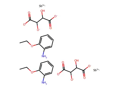 Bis(antimony(3+));bis(2,3-dioxidobutanedioate);bis(2-ethoxyaniline);hydron structure