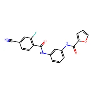N-{3-[(4-cyano-2-fluorobenzoyl)amino]phenyl}-2-furamide structure
